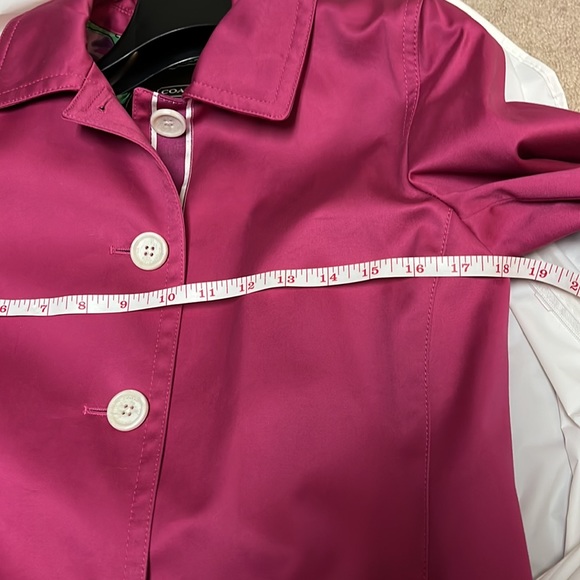 Coach Jacket - Vintage Pink Trench Coat Mid-Length Jacket Floral Print Office - Picture 11 of 12